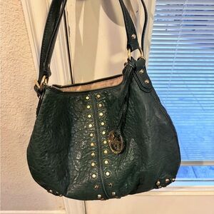 Michael Kors Dark Green Studded Shoulder Bag
